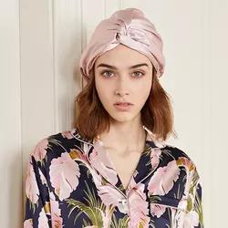 Custom 19 momme silk sleep bonnet for hair care silk turban