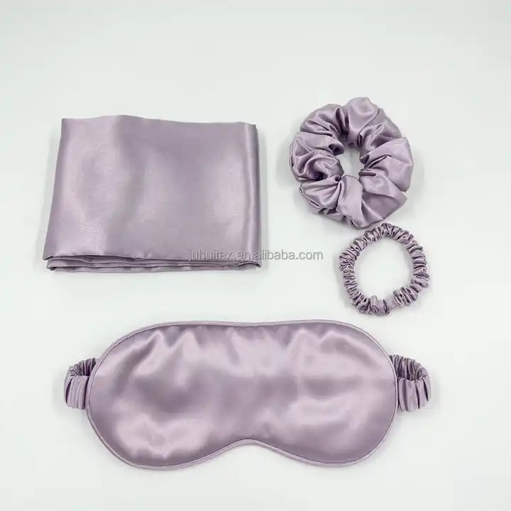 Custom 22mm 25mm Silk Scrunchies Pillow case Silk Sleep Mask Set With Box